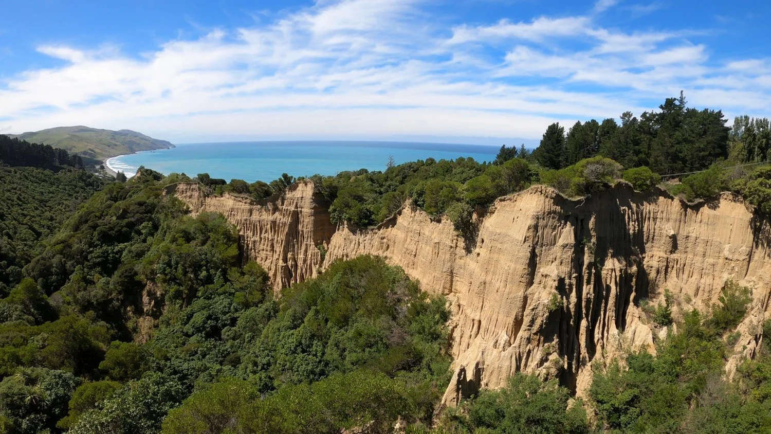 Cathedral Gully cliffs above the North Canterbury coast