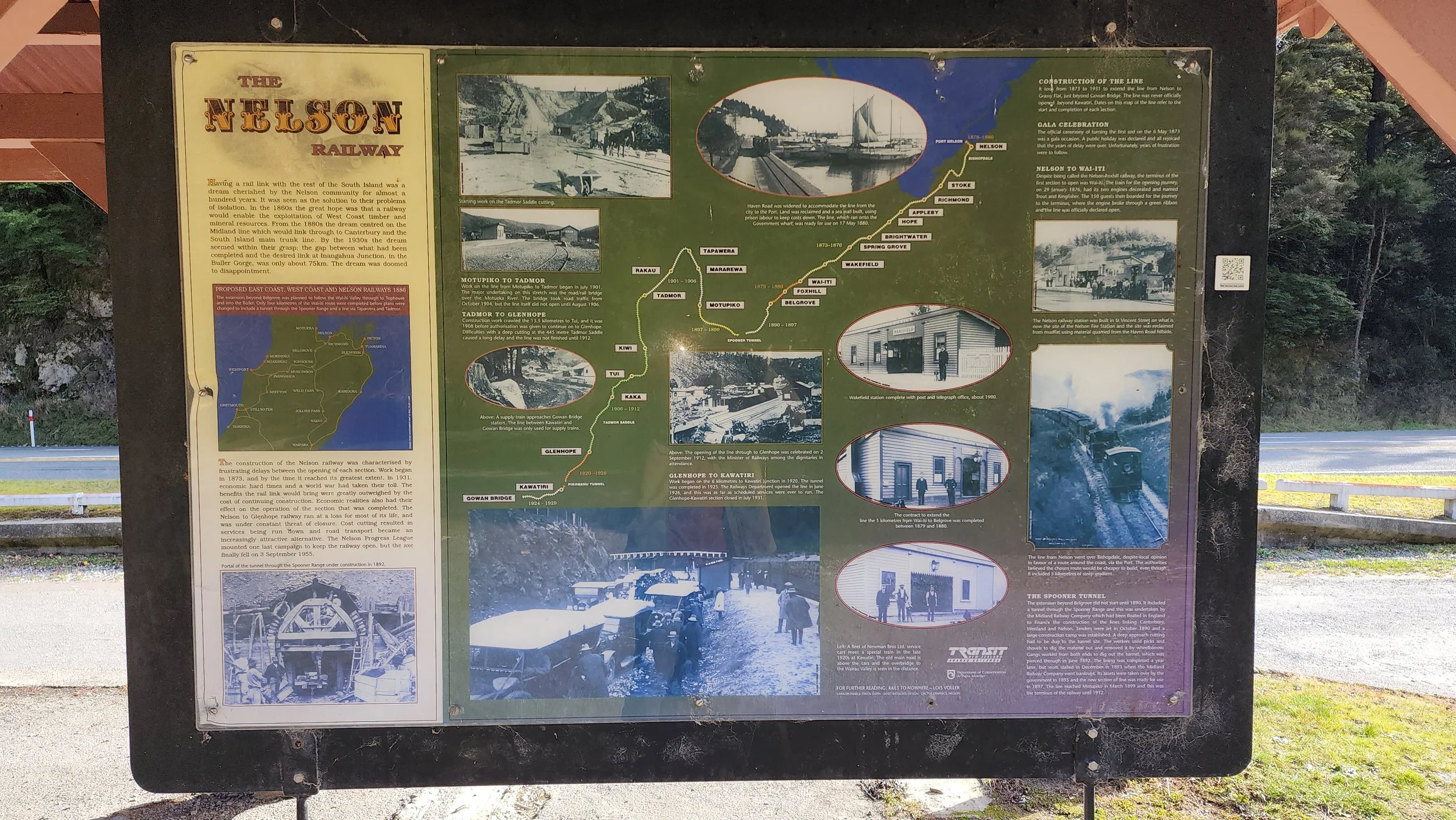 Nelson railway historic interpretation board