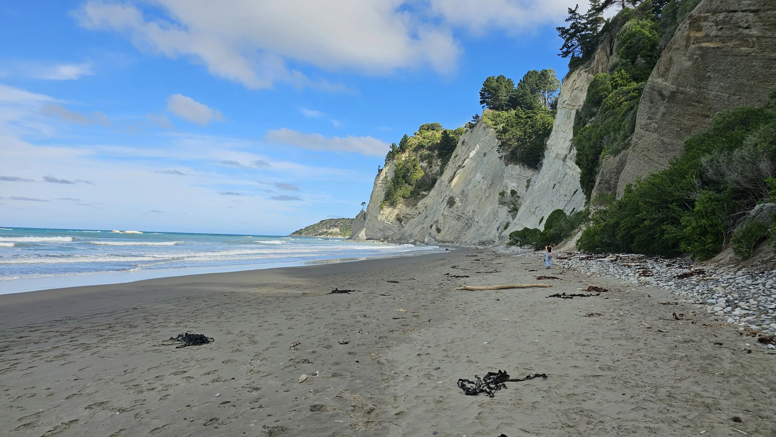 Walking along Gore Bay beach