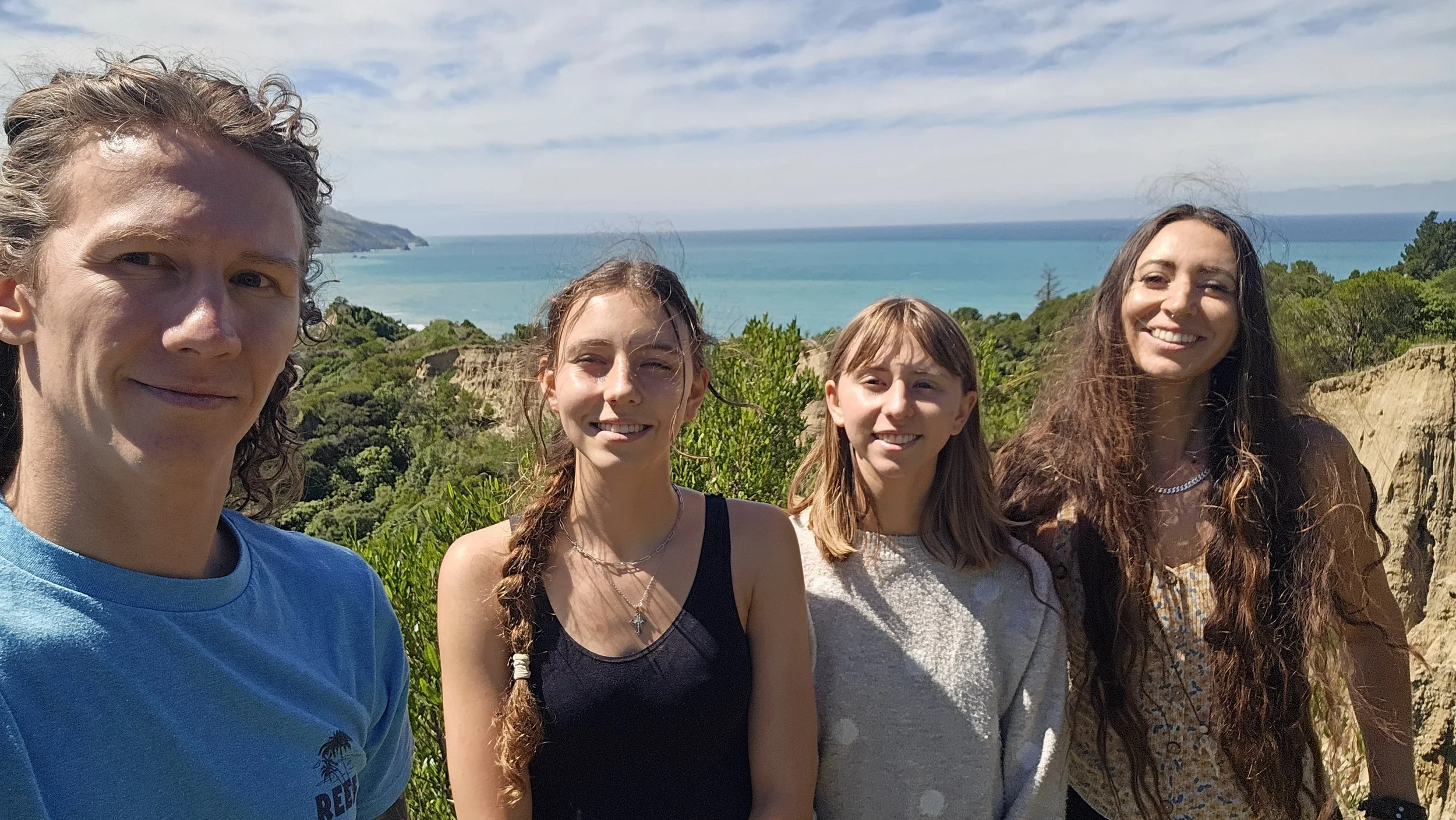Our whole family at Cathedral Gully above Gore Bay