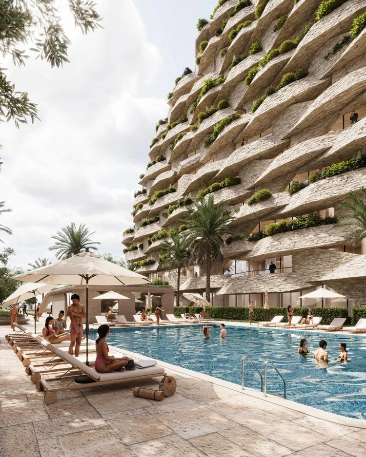 SEASTRA à Qerret : rendu 3D du promoteur, façade et piscine