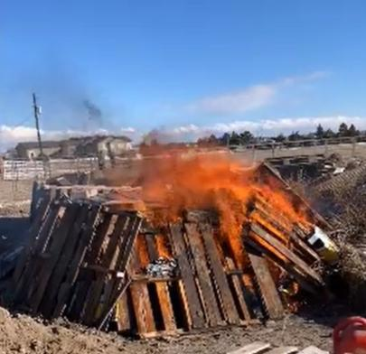 Pallets staged