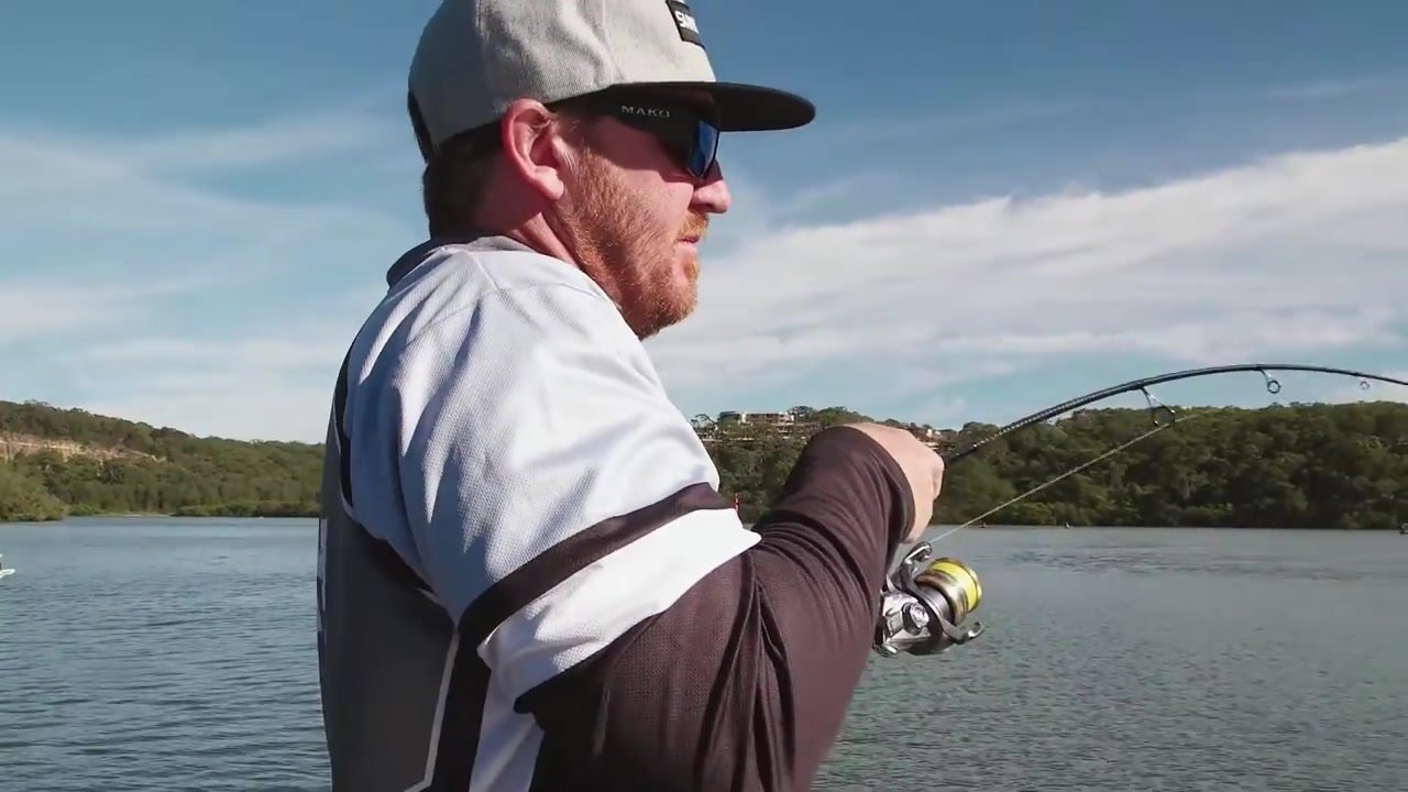 An angler fighting a fish with the Ultegra reel.