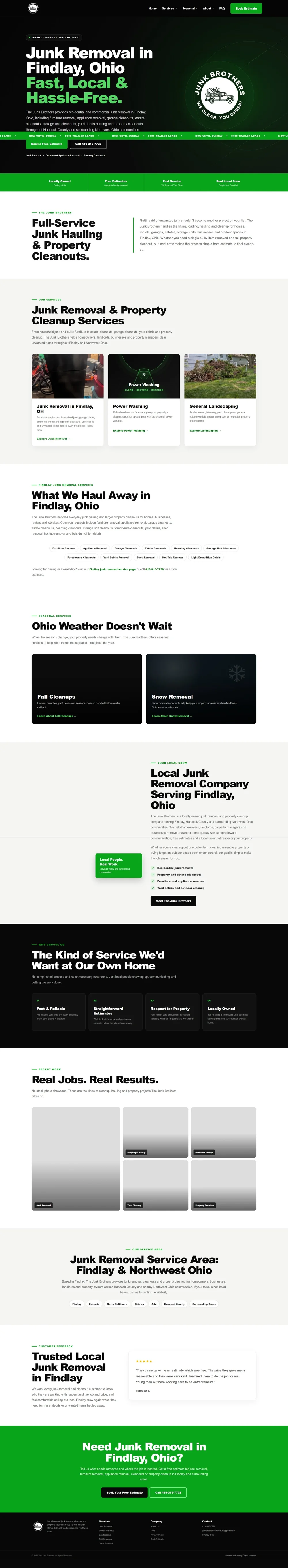 The Junk Brothers website designed by Ramsey Digital Solutions