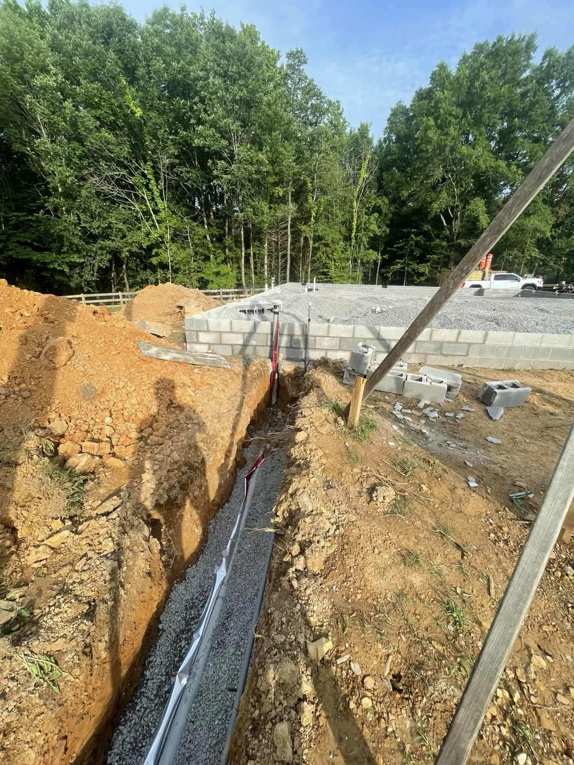 Excavation trench and foundation work