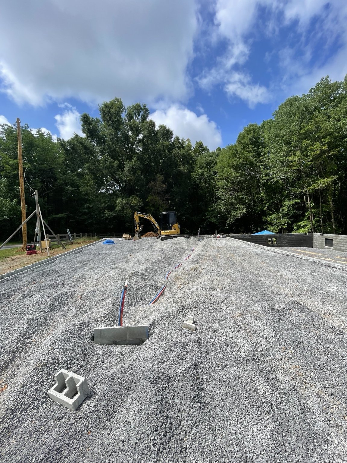 Gravel preparation at a construction site