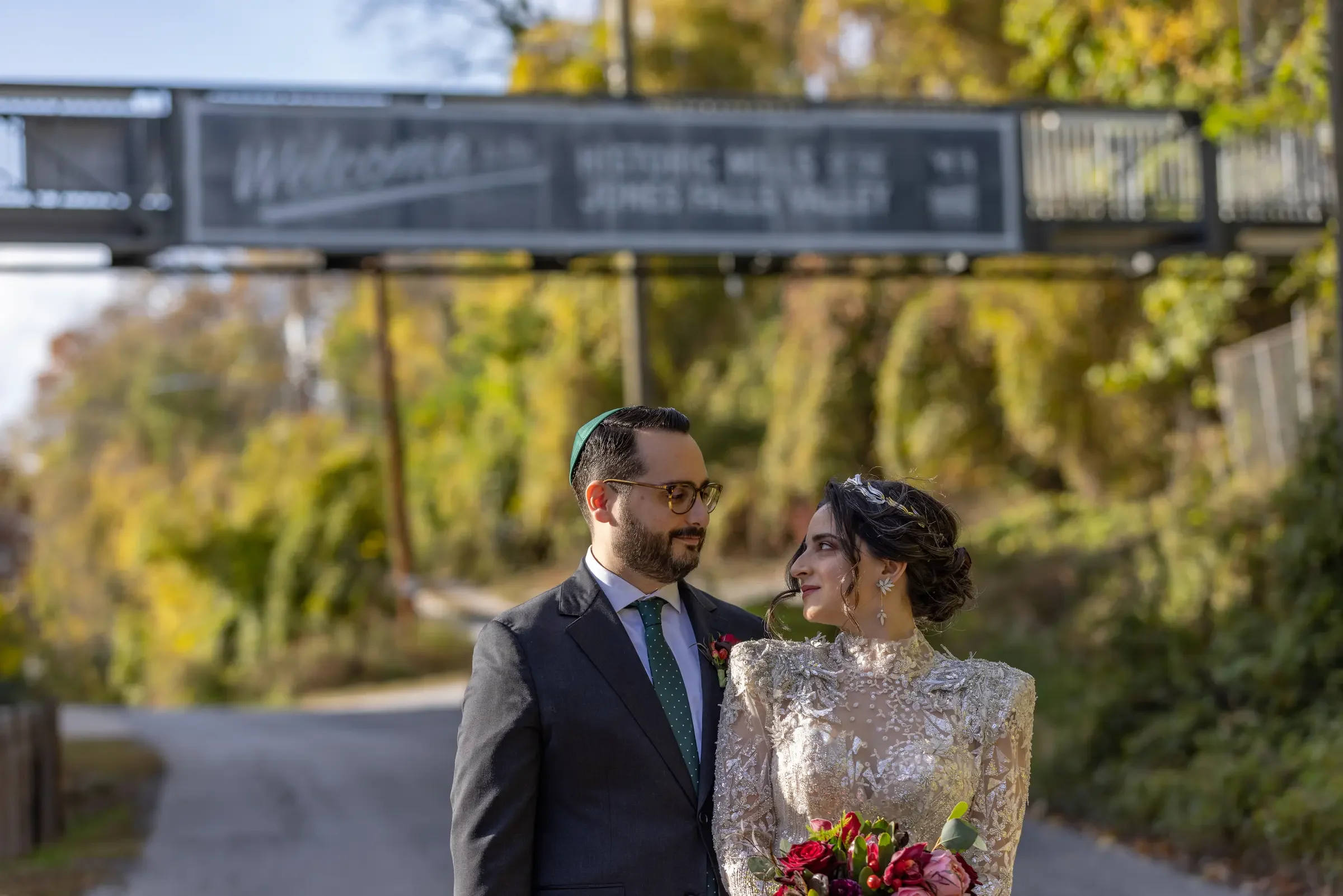 Alyssa and Asher beneath the bridge at Clipper Mill