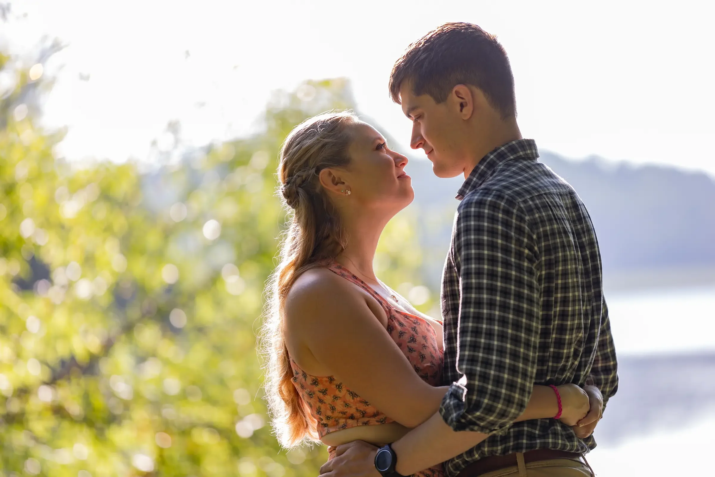 Liesl and Matt sharing a quiet backlit moment