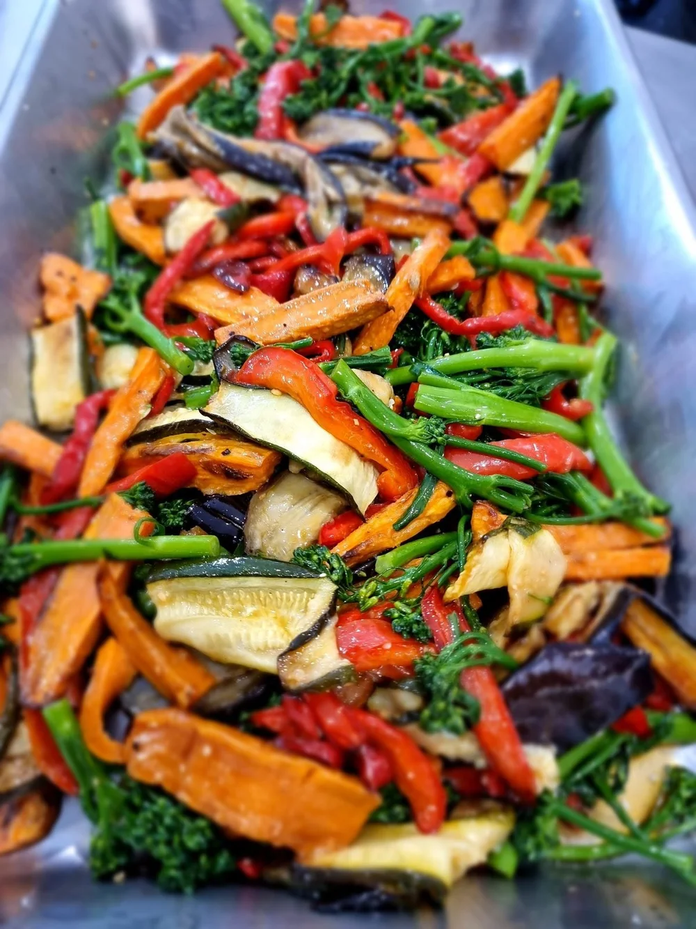 Roasted vegetables with broccolini and peppers