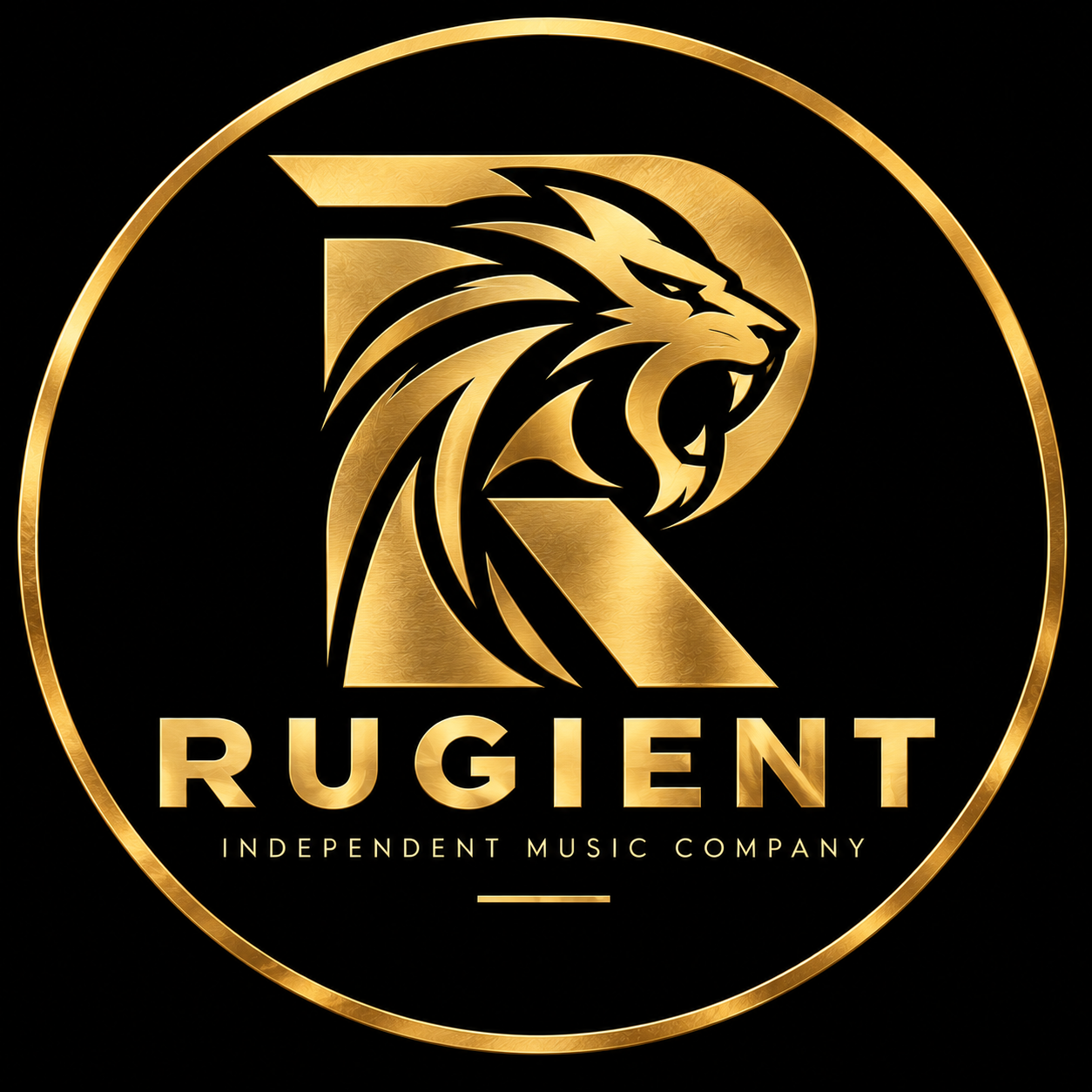 RUGIENT independent music company gold lion emblem