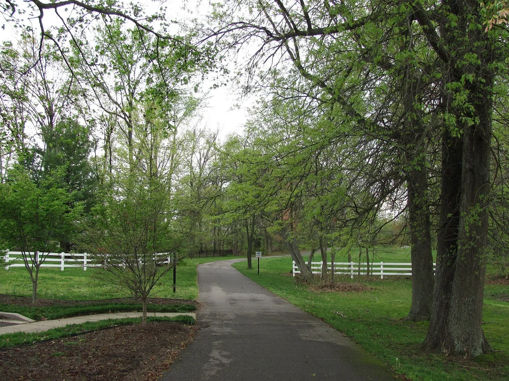 Paved greenway path through trees in White House, Tennessee