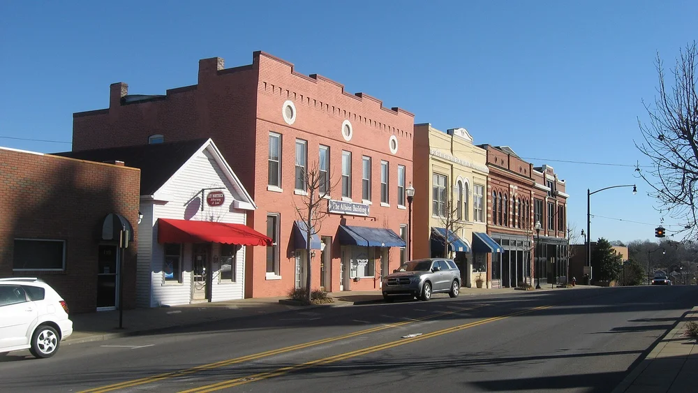 Downtown buildings on Fifth Avenue in Springfield, Tennessee
