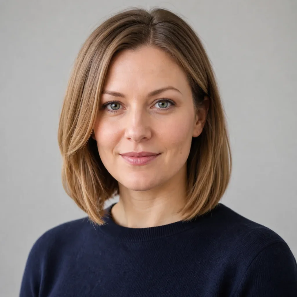 Studio portrait of Freja Mikkelsen, editorial director.