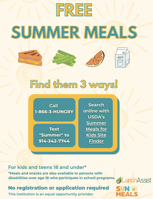 Free summer meals flyer in English