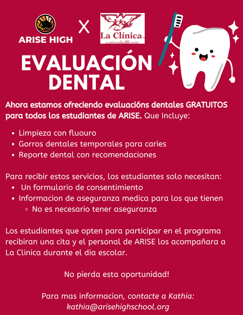 Dental screening flyer in Spanish