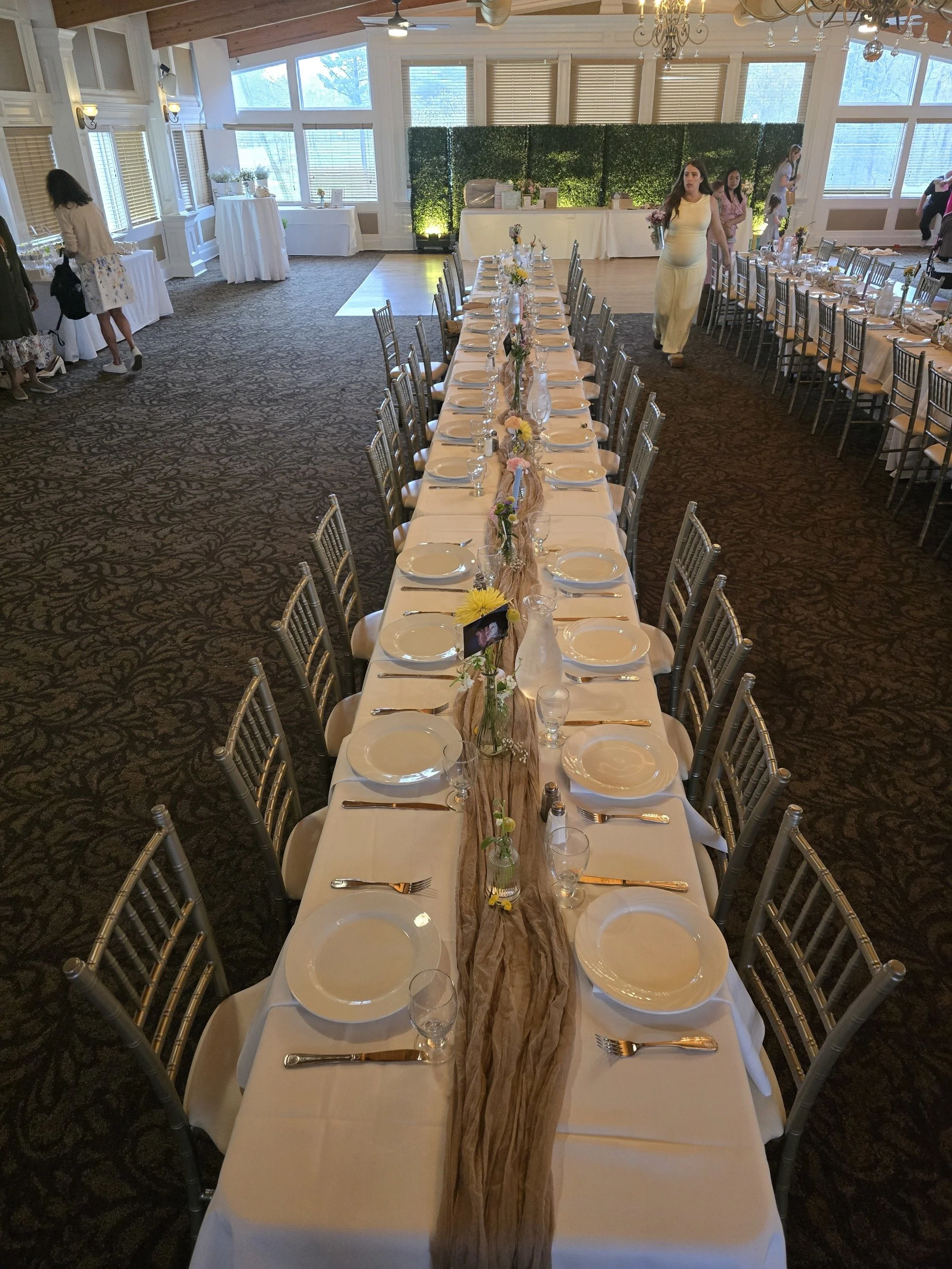Long banquet table set for a celebration