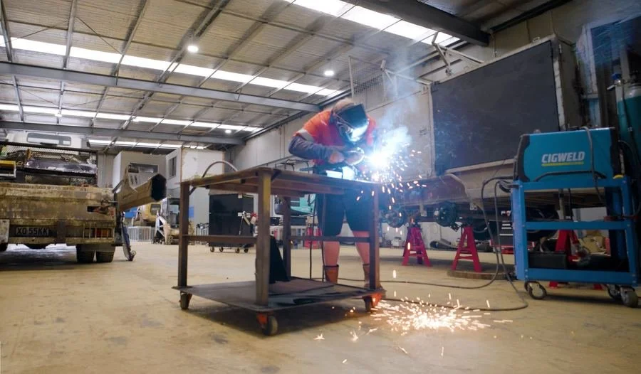 Welder at work in the Fleet360 workshop